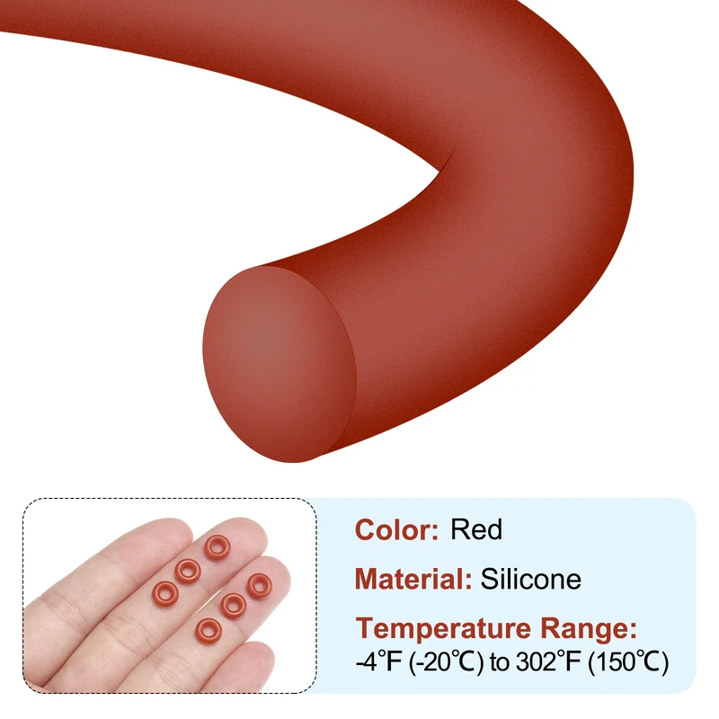 50Pcs Silicone O-Ring 7mm OD 3mm ID 2mm Width VMQ Sealing Gasket, Red