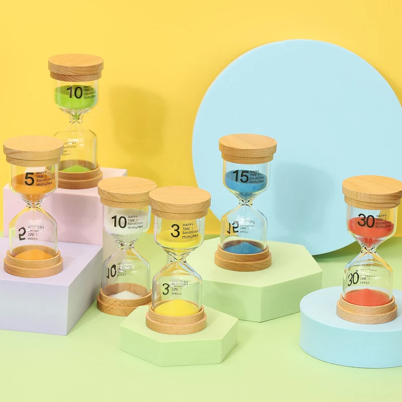 10 Minute Sand Timer, 2 Pcs High Borosilicate Glass Wooden Sand Watch, Green