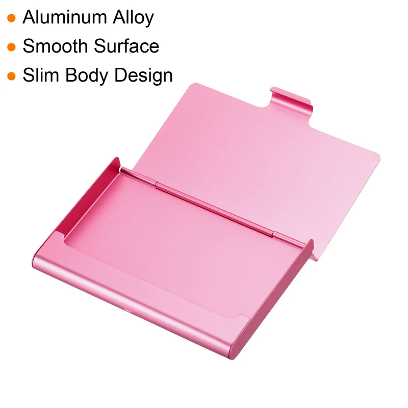 2Pcs Business Card Holder Aluminum Metal Professional Pocket Card Case Pink