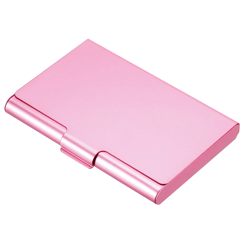Business Card Holder Aluminum Metal Professional Pocket Card Case Pink