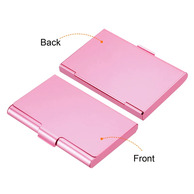 Business Card Holder Aluminum Metal Professional Pocket Card Case Pink