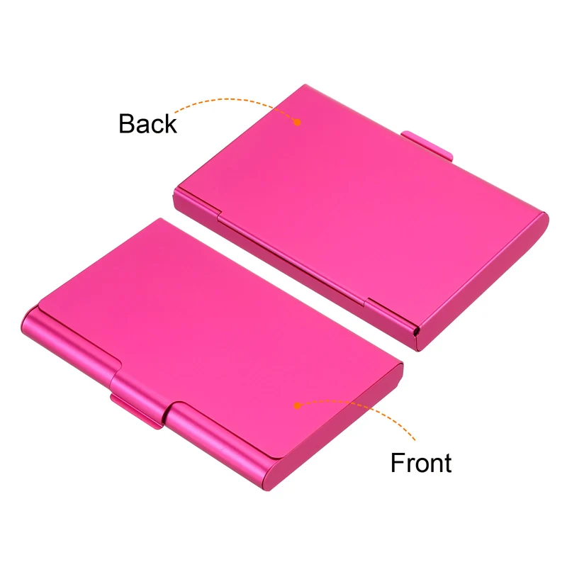 2Pcs Business Card Holder Aluminum Metal Professional Pocket Card Case Rose Red