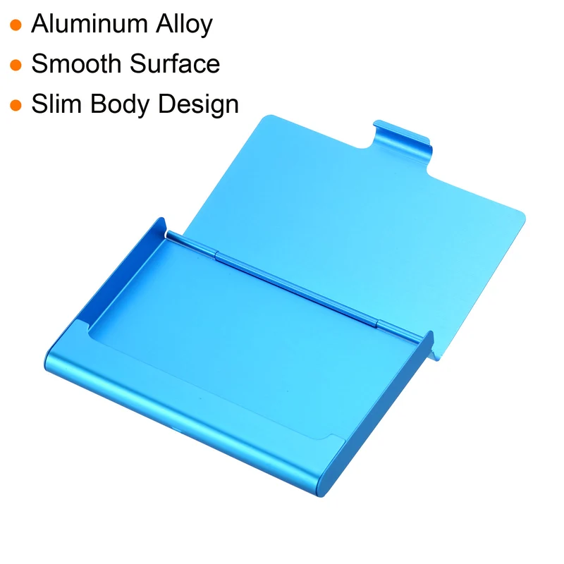 3Pcs Business Card Holder Aluminum Metal Professional Pocket Card Case Blue