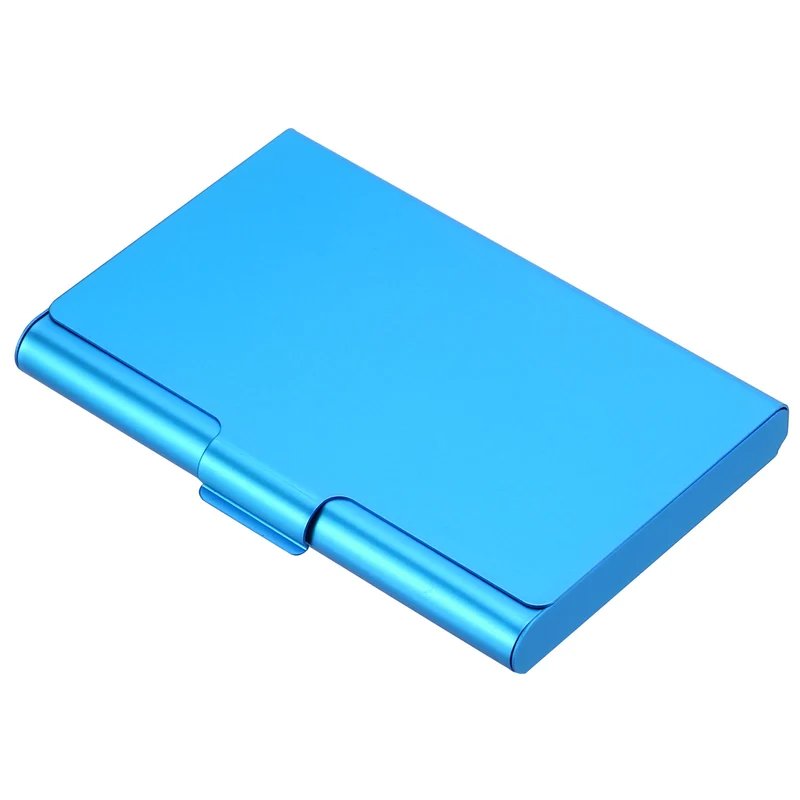 Business Card Holder Aluminum Metal Professional Pocket Card Case Blue