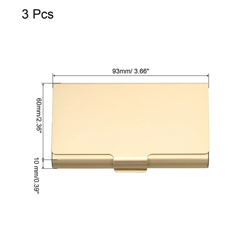 3Pcs Business Card Holder Aluminum Metal Professional Pocket Card Case Gold