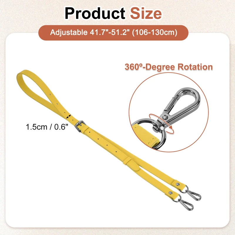 0.6" Genuine Leather Purse Strap for Bag (Earthy Yellow, Black Buckle)