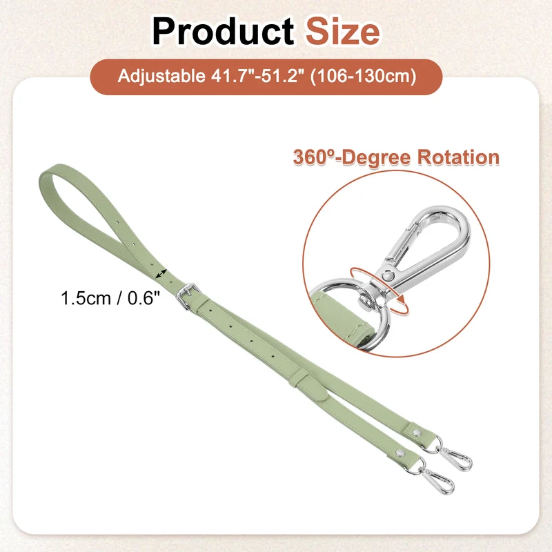 0.6" Genuine Leather Purse Strap for Bag (Lake Green, Silver Buckle)