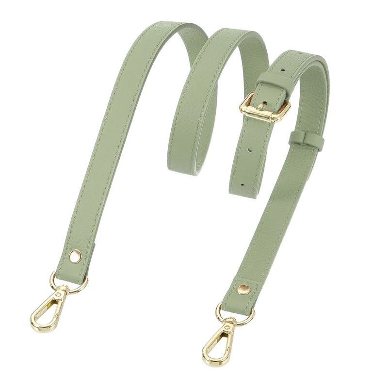 0.6" Genuine Leather Purse Strap for Bag (Lake Green, Gold Buckle)