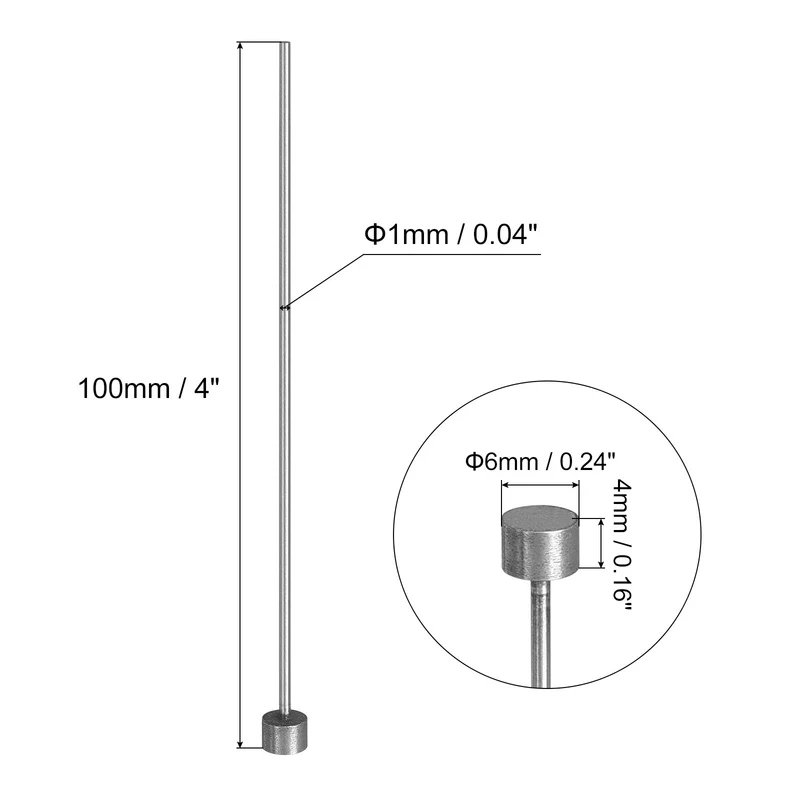 10Pcs Straight Ejector Pins 1mm Dia 65Mn Steel Round Tip Punch 100mm
