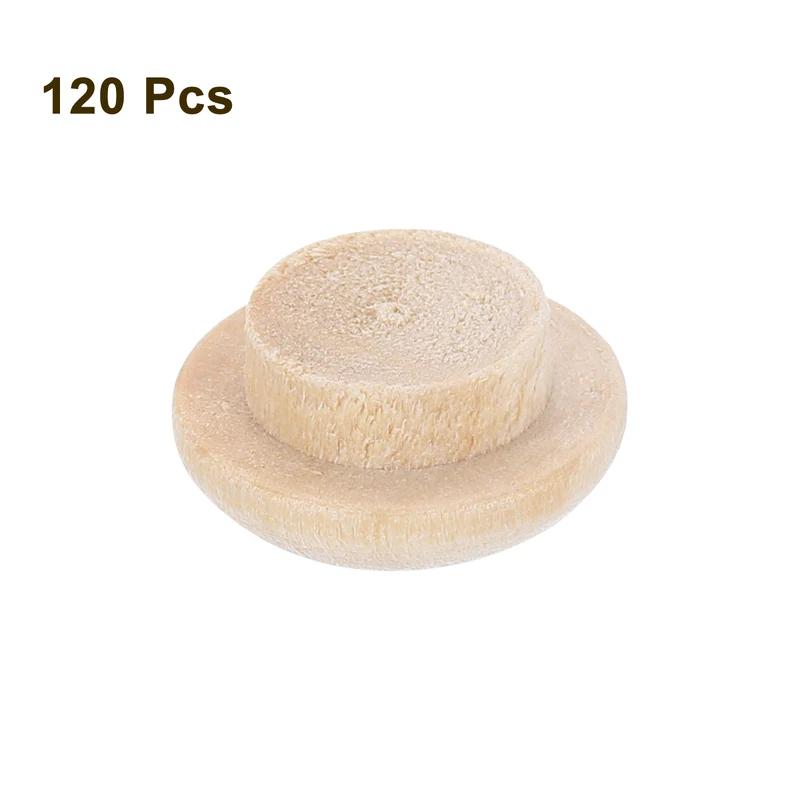 120Pcs Wood Button Plugs, 10mm / 0.39" Hardwood Screws Hole Plug for Furniture