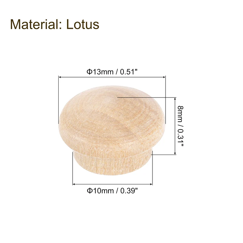 120Pcs Wood Button Plugs, 10mm / 0.39" Hardwood Screw Hole Plug for Furniture
