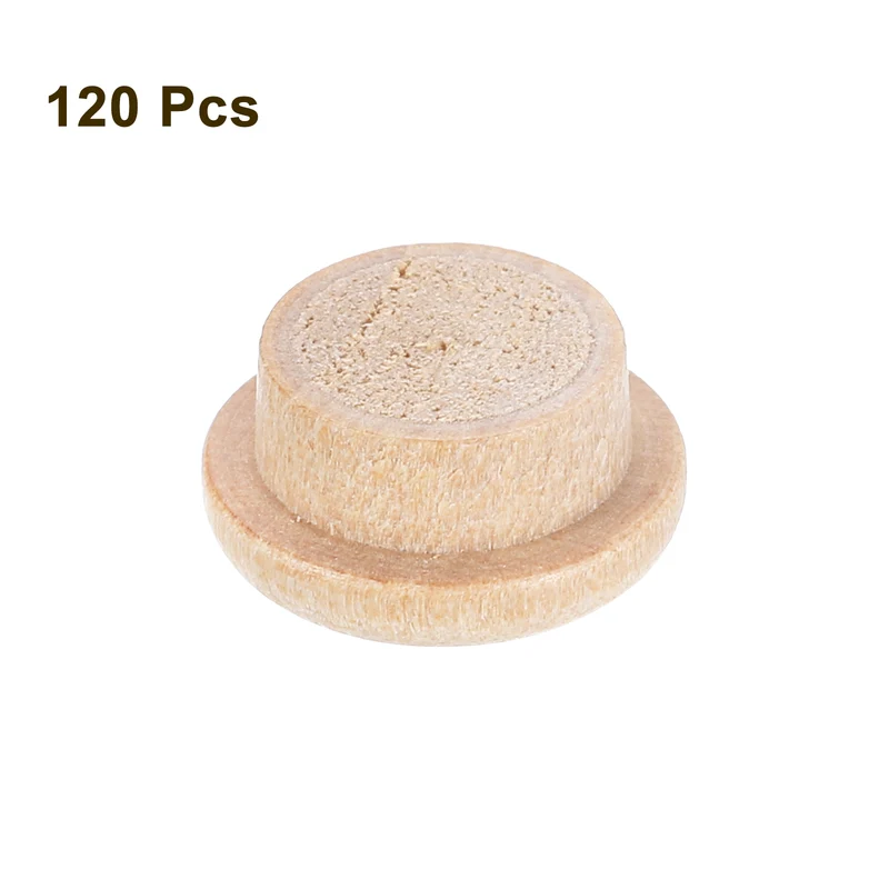 120Pcs Wood Button Plugs, 10mm / 0.39" Hardwood Screw Hole Plug for Furniture
