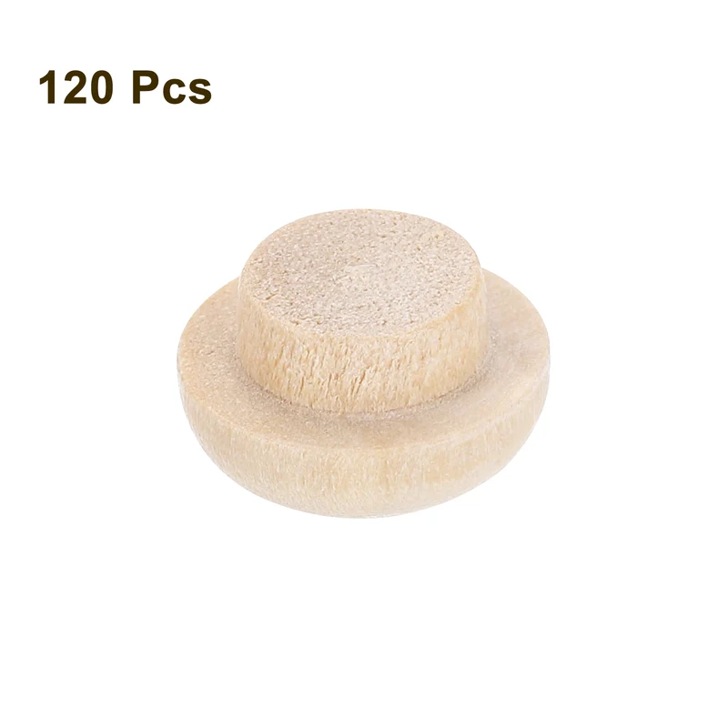 120Pcs Wood Button Plugs 8mm 0.31" Hardwood Screw Hole Plug for Furniture