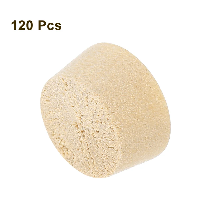 120Pcs Wood Button Plugs, 13.5mm/0.53" Hardwood Screw Hole Plug for Woodworking