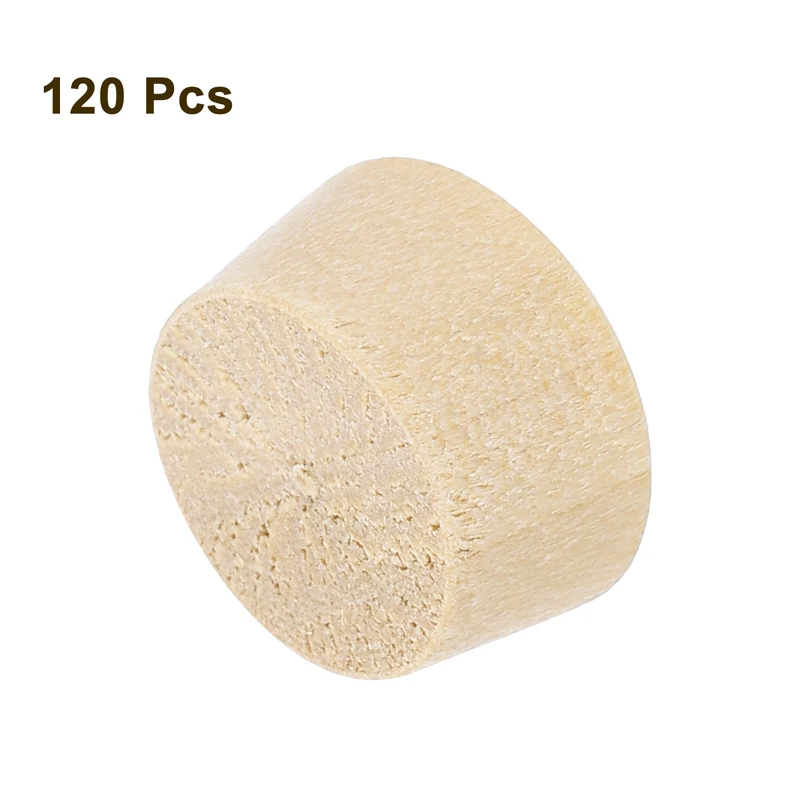 120Pcs Wood Button Plugs, 12.5mm/0.49" Hardwood Screw Hole Plug for Woodworking