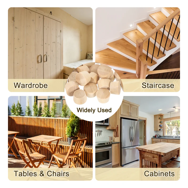 120Pcs Wood Button Plugs, 11.5mm/0.45" Hardwood Screw Hole Plug for Woodworking
