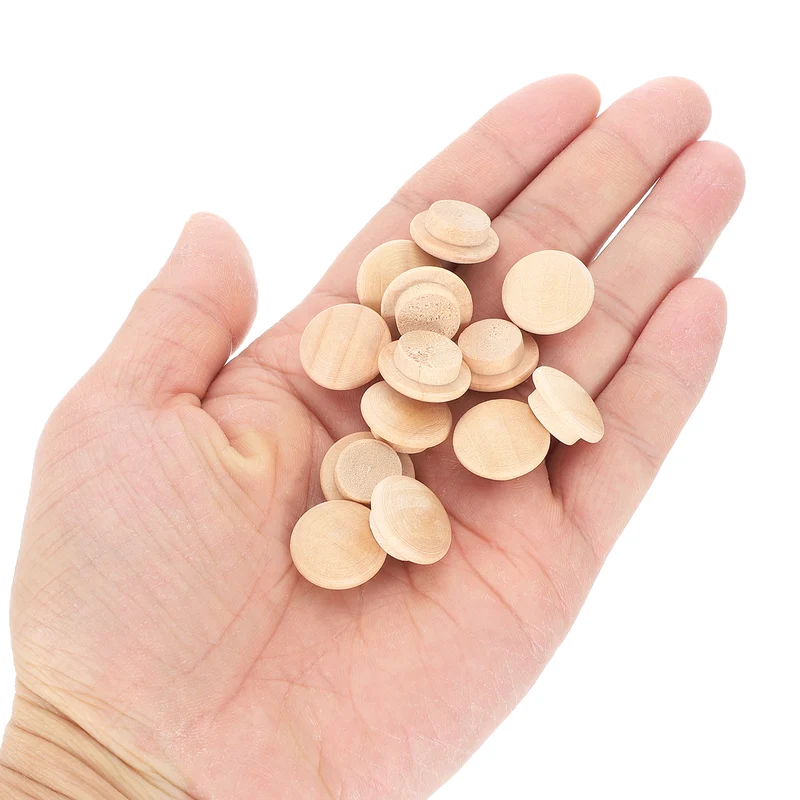 26Pcs Wood Button Plugs, 12mm/0.47" Hardwood Screw Hole Plug for Furniture