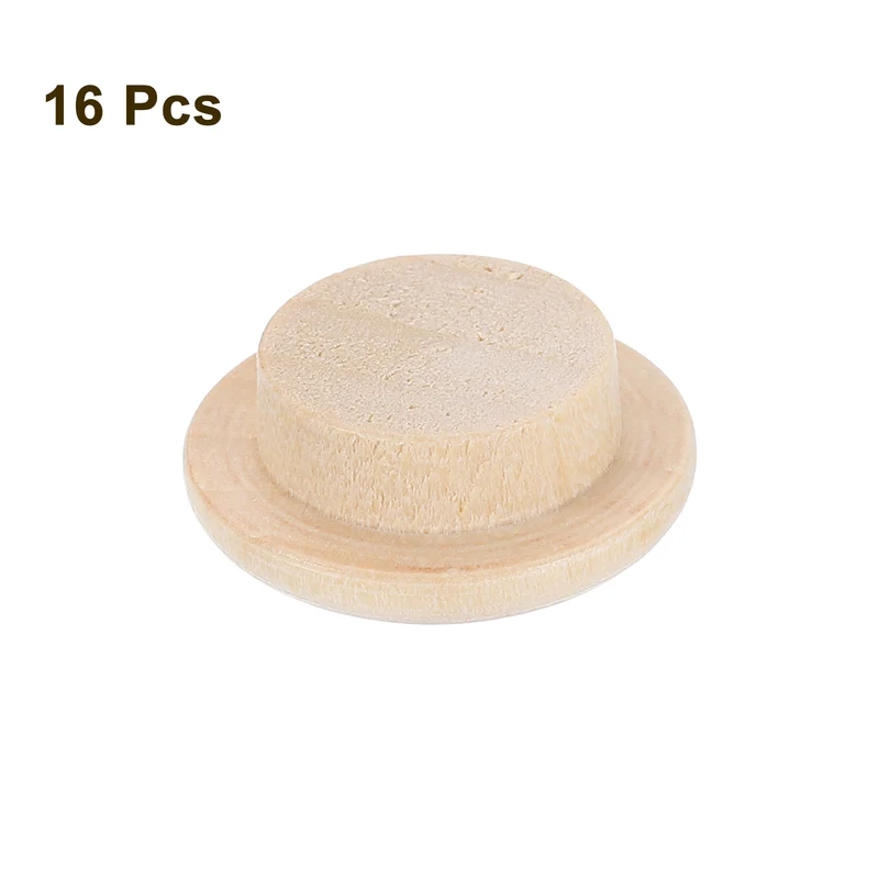 16Pcs Wood Button Plugs 12mm/0.47" Hardwood Screw Hole Plug for Furniture