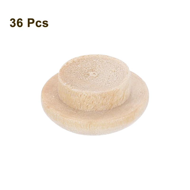36Pcs Wood Button Plugs, 10mm/0.39" Hardwood Screws Hole Plug for Furniture