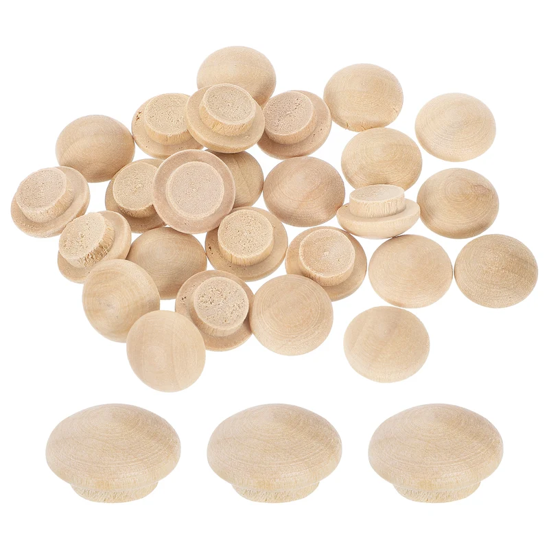 26Pcs Wood Button Plugs, 10mm/0.39" Hardwood Screws Hole Plug for Furniture