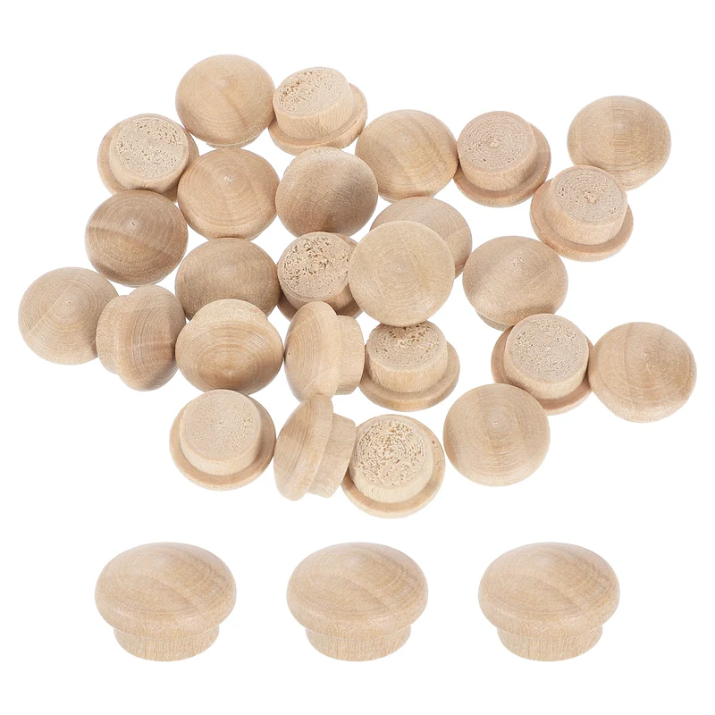 56Pcs Wood Button Plugs, 10mm/0.39" Hardwood Screw Hole Plug for Furniture