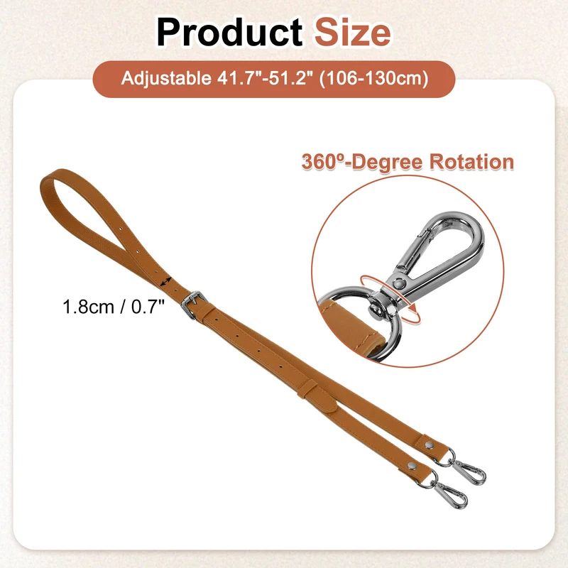 0.7" Genuine Leather Purse Strap for Bag (Light Brown, Black Buckle)
