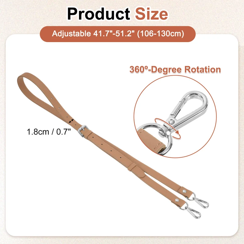 0.7" Genuine Leather Purse Strap for Bag (Cool Brown, Silver Buckle)
