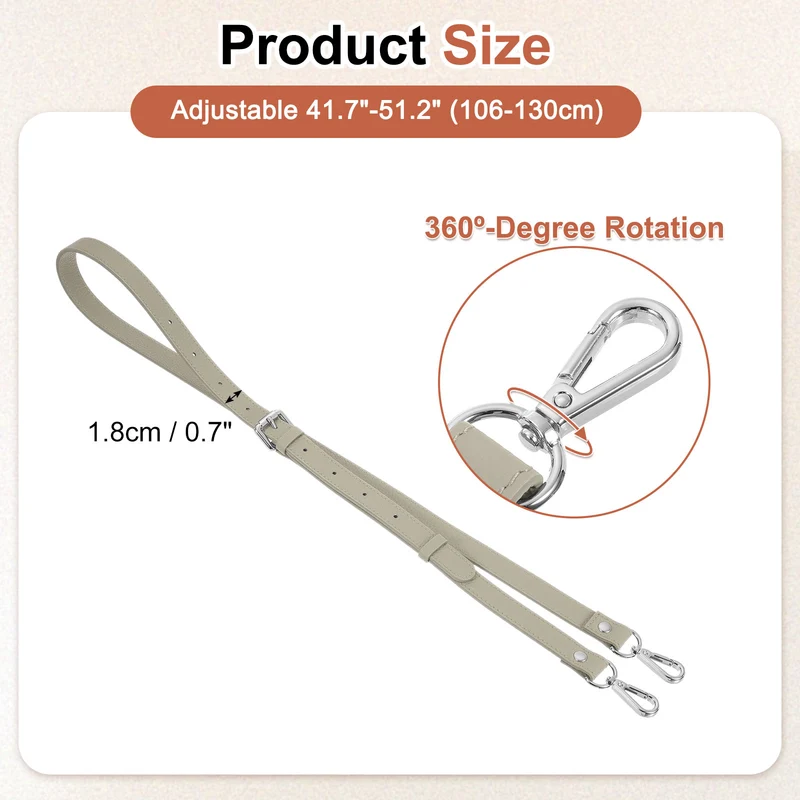 0.7" Genuine Leather Purse Strap for Bag (Grey, Silver Buckle)