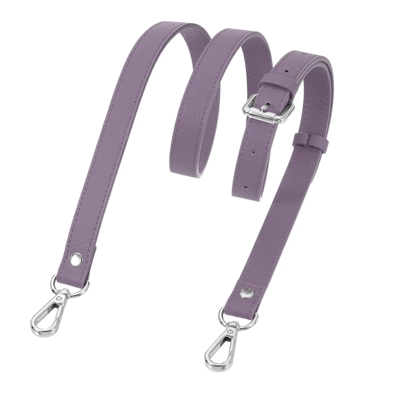 0.7" Genuine Leather Purse Strap for Bag (Taro Purple, Silver Buckle)