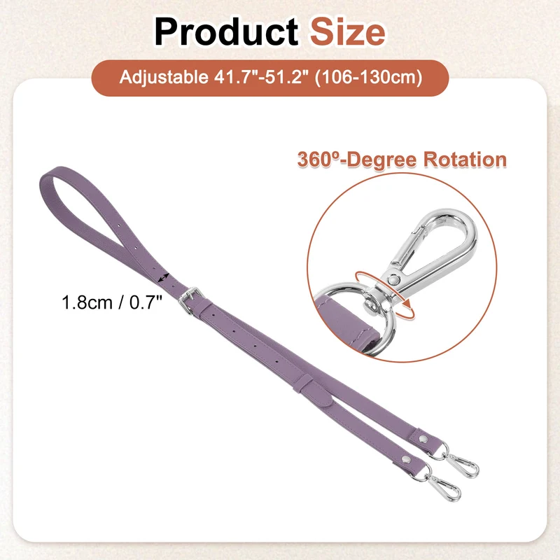 0.7" Genuine Leather Purse Strap for Bag (Taro Purple, Silver Buckle)
