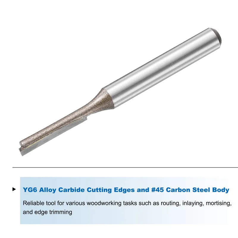 Straight Router Bit 1/4 Shank 5/32" Cutting Dia 2 Flutes 0.79" YG6 Carbide