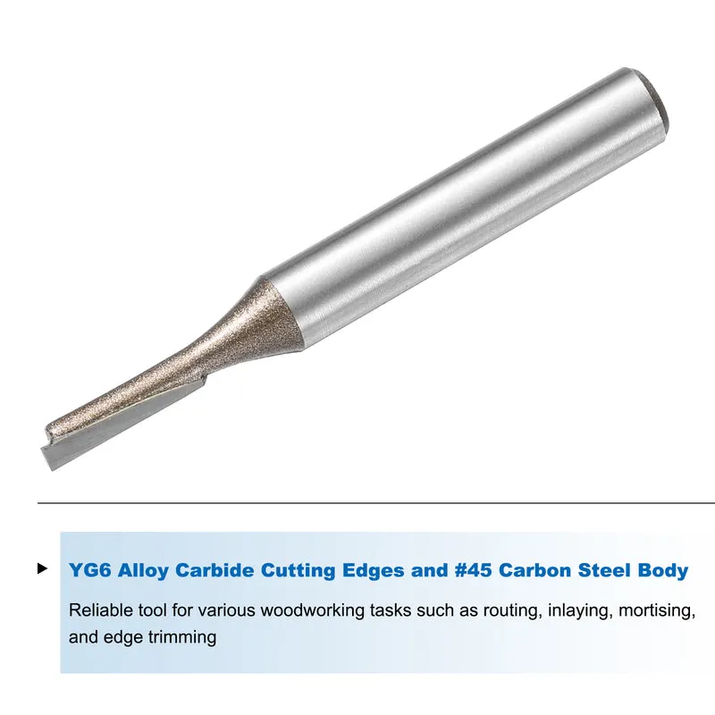 Straight Router Bit 1/4 Shank 1/8" Cutting Dia 2 Flutes 0.51" YG6 Carbide Cutter