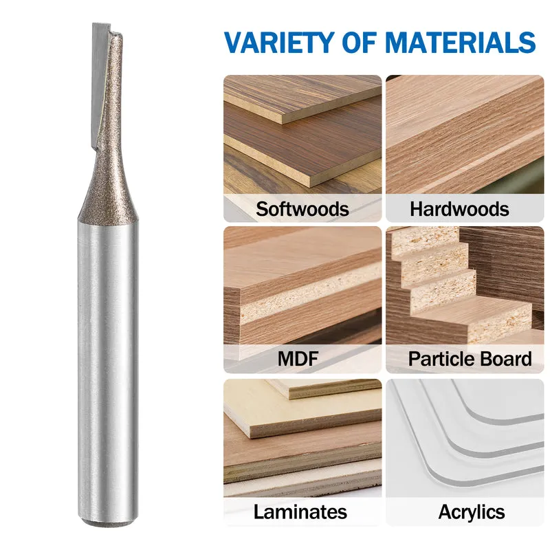 Straight Router Bit 1/4 Shank 1/8" Cutting Dia 2 Flutes 0.51" YG6 Carbide Cutter