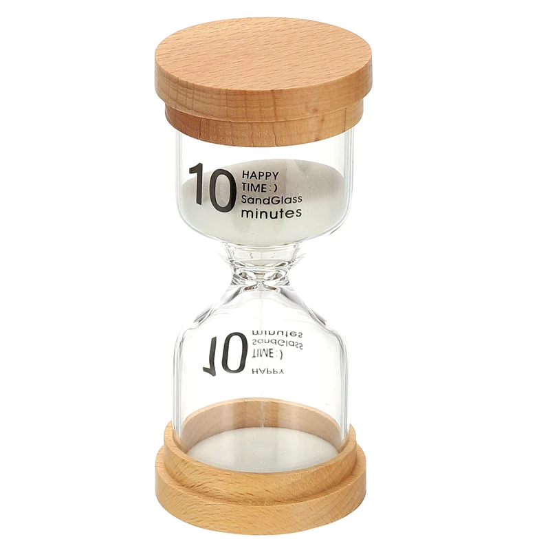 10 Minute Sand Timer, High Borosilicate Glass Wooden Sand Watch, White