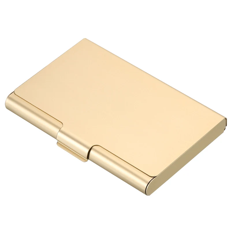 Business Card Holder, Aluminum Metal Card Case Professional Pocket Card Holder for Name Card Credit Card, Gold