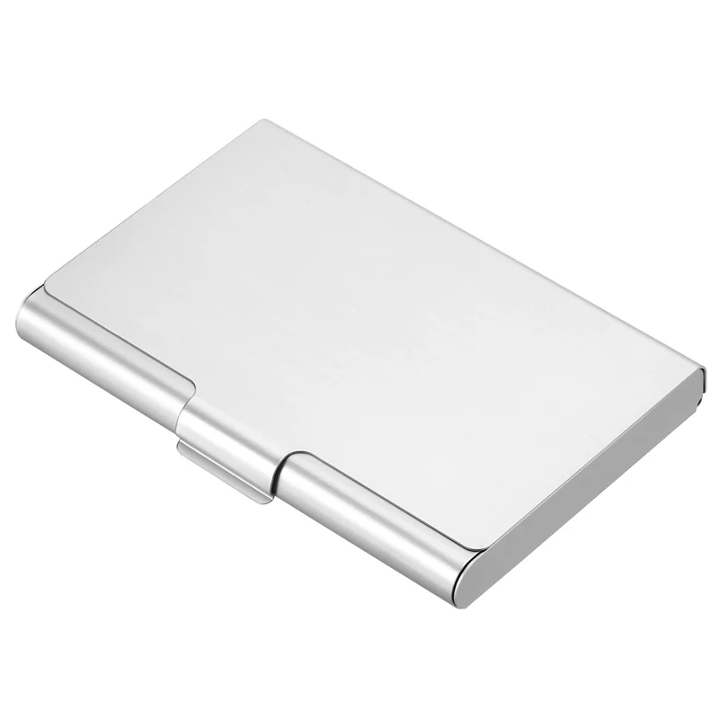Business Card Holder, Aluminum Metal Card Case Professional Pocket Card Holder for Name Card Credit Card, Silver