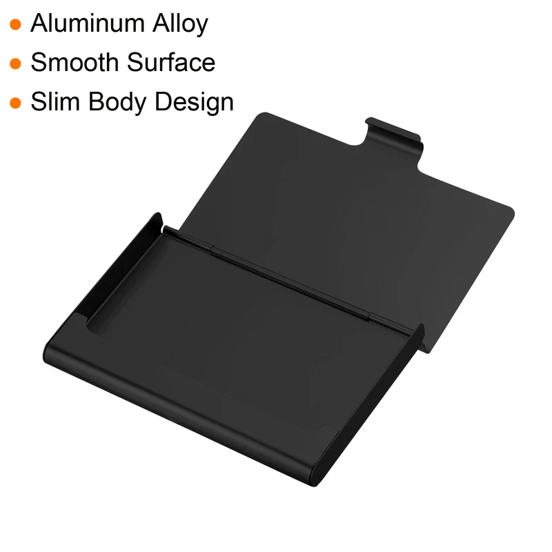 3Pcs Business Card Holder Aluminum Metal Professional Pocket Card Case Black
