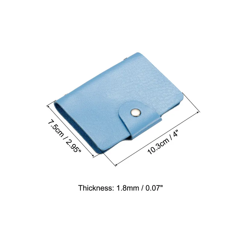 Credit Card Holder, 2 Pack Slim Wallet PU Leather Purse Business Cards Storage Organizer Protector with 24 Card Slots, Pink, Blue