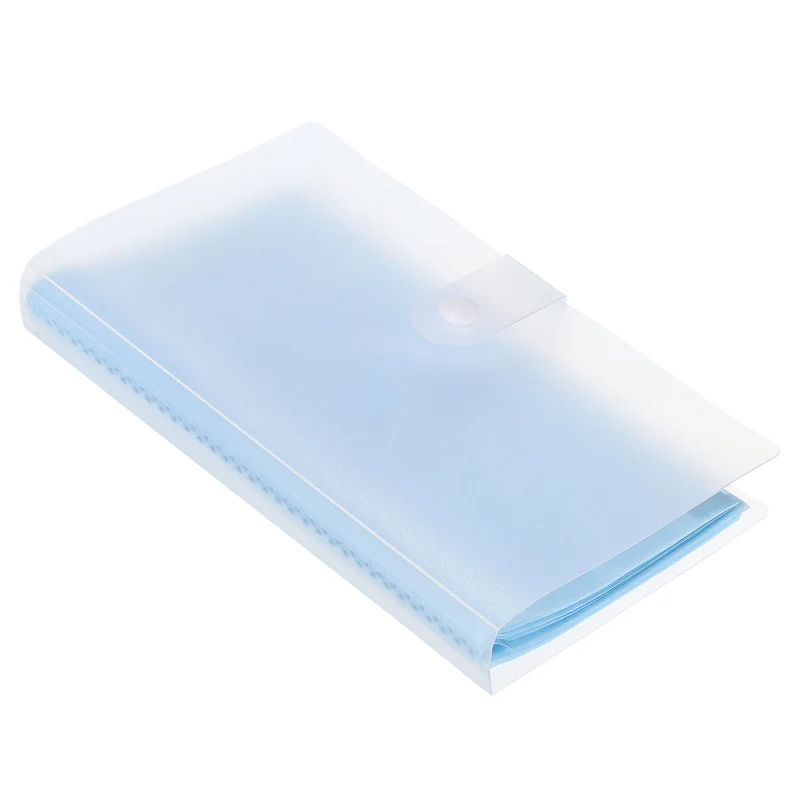Business Card Holders, 1 Pack Plastic Portable Card Binder Book Name Cards Organizer for Women Men, Blue