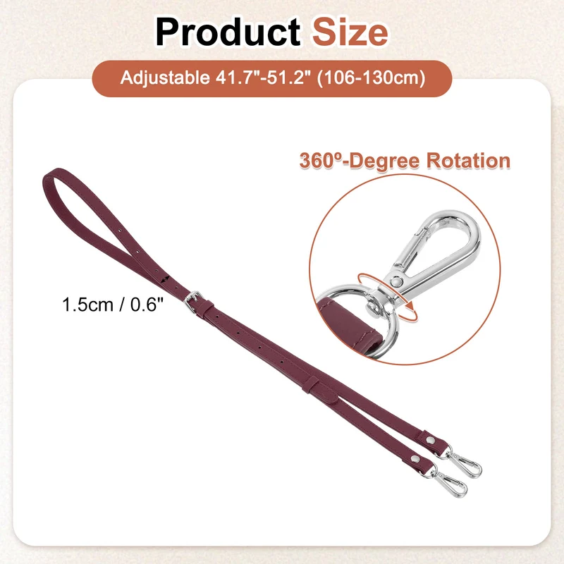 0.6" Genuine Leather Purse Strap for Bag (Burgundy, Silver Buckle)