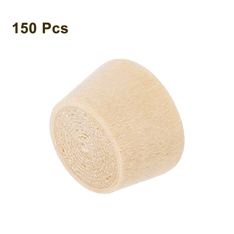 150Pcs Wood Button Plugs, 10mm/0.39" Hardwood Screw Hole Plug for Woodworking
