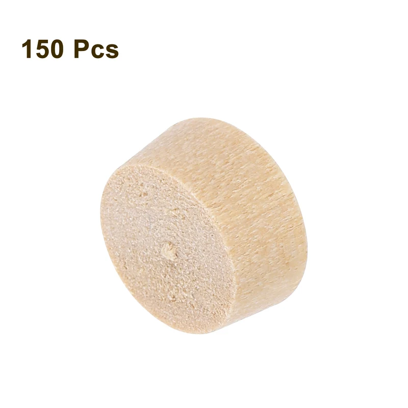 150Pcs Wood Button Plugs, 9mm/0.35" Hardwood Screw Hole Plug for Woodworking
