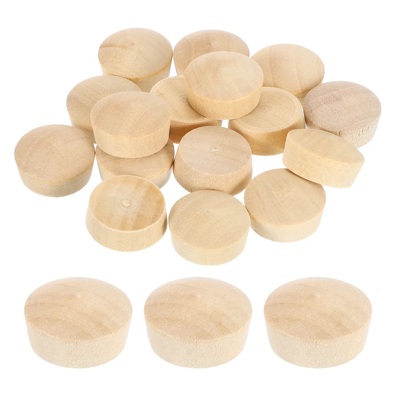 26Pcs Wood Button Plugs, 18.5mm/0.73" Hardwood Screw Hole Plug for Woodworking