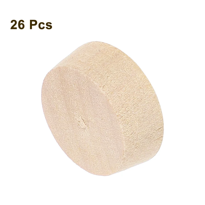 26Pcs Wood Button Plugs, 18.5mm/0.73" Hardwood Screw Hole Plug for Woodworking