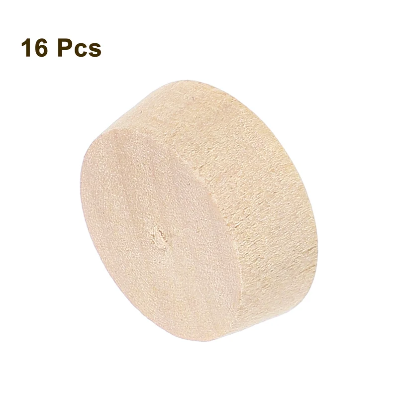 16Pcs Wood Button Plugs, 18.5mm/0.73" Hardwood Screw Hole Plug for Woodworking