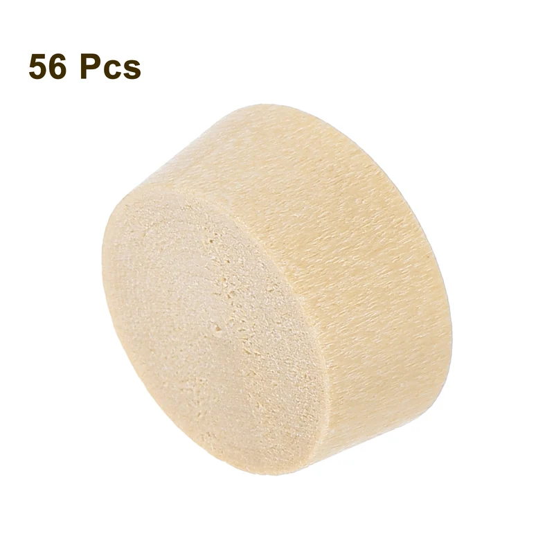 56Pcs Wood Button Plugs, 14mm/0.55" Hardwood Screw Hole Plug for Woodworking