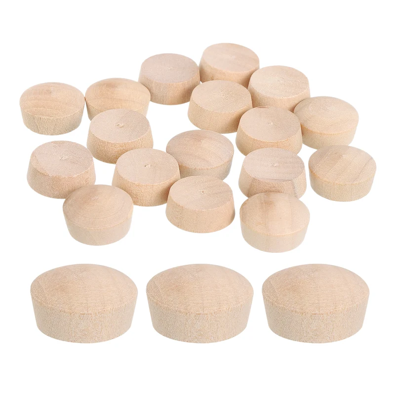 60Pcs Wood Button Plugs, 18.5mm/0.73" Hardwood Screw Hole Plug for Woodworking