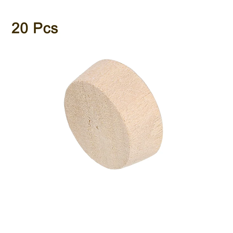 20Pcs Wood Button Plugs, 18.5mm/0.73" Hardwood Screw Hole Plug for Woodworking