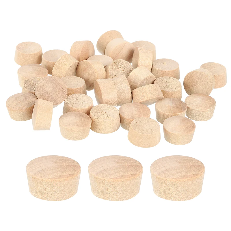 60Pcs Wood Button Plugs, 14mm/0.55" Hardwood Screw Hole Plug for Woodworking