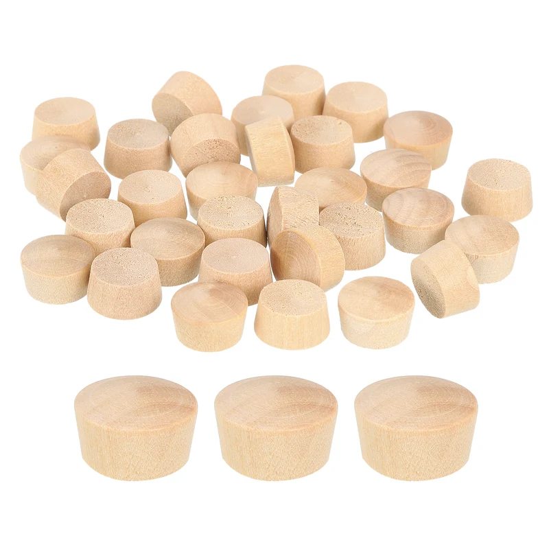 60Pcs Wood Button Plugs, 13.5mm/0.53" Hardwood Screw Hole Plug for Woodworking